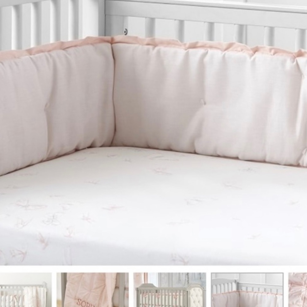 Pottery Barn Kids Monique Lhuillier Crib Bumper with satin ties